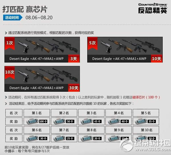 csol打匹配赢芯片活动 打匹配系统赢好礼