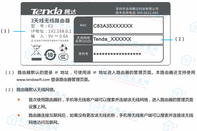 腾达f3登录初始密码？