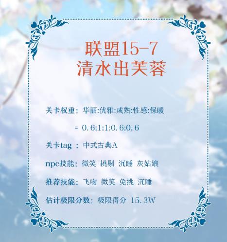 《奇迹暖暖》联盟15-7清水出芙蓉高分搭配攻略