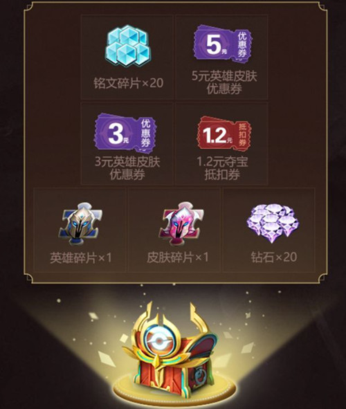 《王者荣耀》峡谷宝藏免费开皮肤礼包