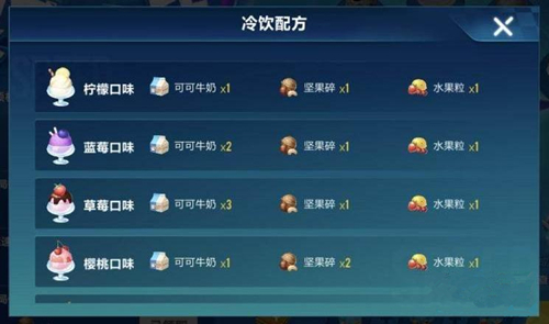 《QQ飞车》手游夏日大作战冷饮配方大全