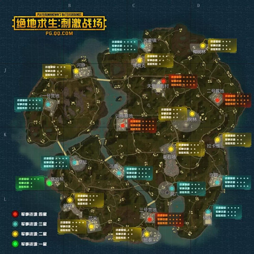 《绝地求生刺激战场》雨林地图资源分布图