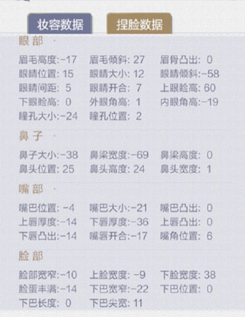 《云裳羽衣》文静捏脸数据