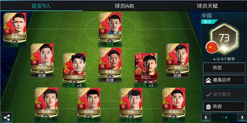 《FIFA足球世界》中国队前期阵容选择推荐
