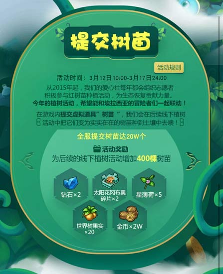 《不思议迷宫》2018植树节活动大全