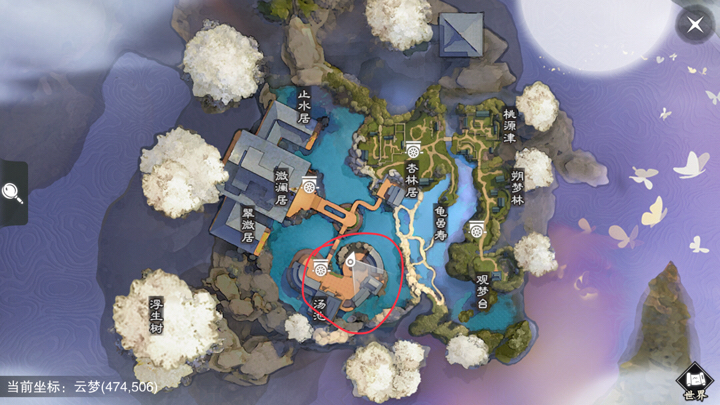 《楚留香》手游5月16日坐观万象打坐点位置